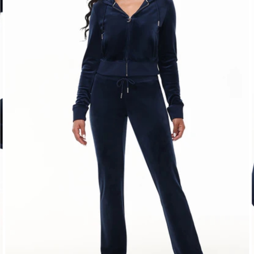 OG BIG BLING VELOUR HOODIE AND TRACK PANTS in navy